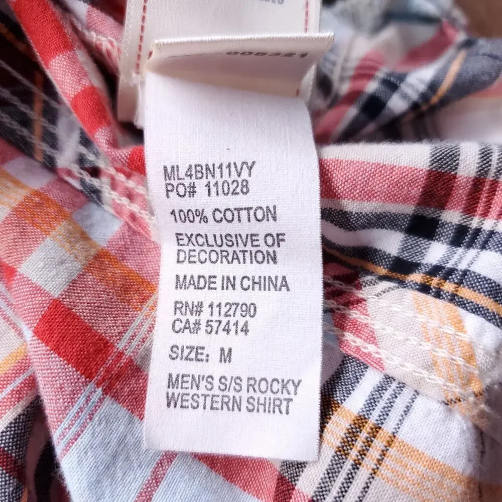 True Religion Rocky Western Shirt Men M Plaid Pearl Snaps Short Sleeve Cowboy‎